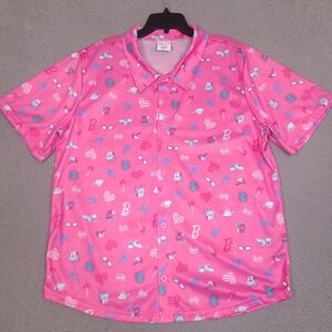 Barbie Game Day Toronto Blue Jays Shirt Mens XL Pink Baseball Button Up Mattel